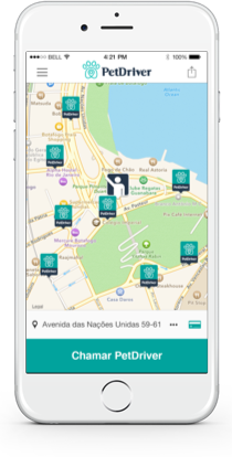 Informe o local de encontro e destino PetDriver